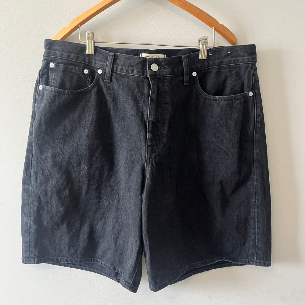 Madewell Bermuda Denim Shorts Black 32 High Rise 100% Cotton